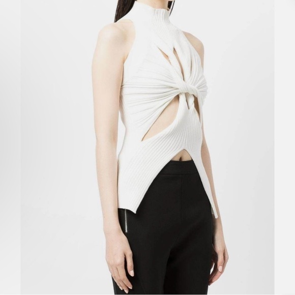 NWOT White Cutout Sleeveless Knit Top - Picture 3 of 6